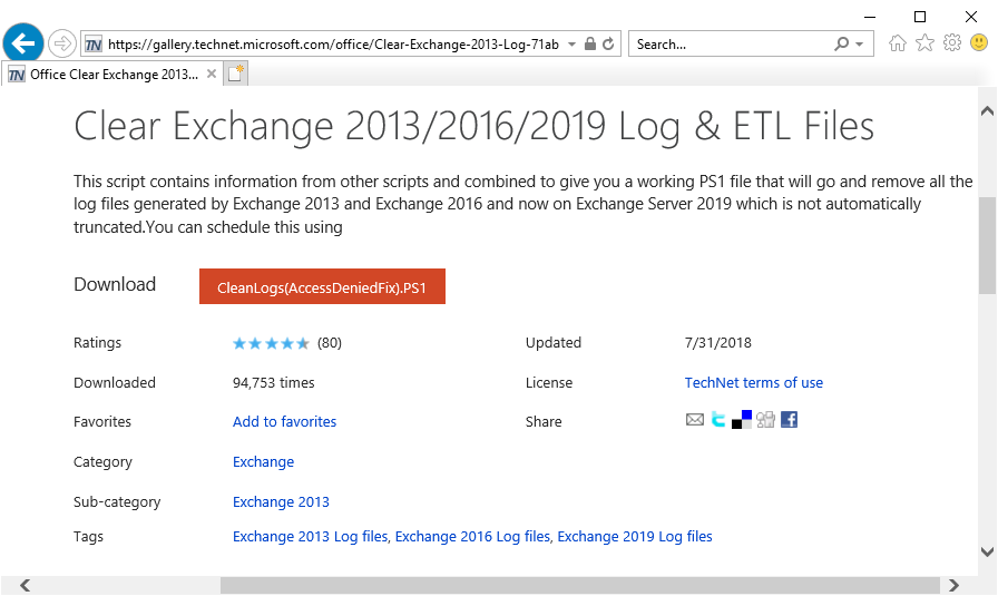 Clear Exchange 2013-2016-2019 Log and ETL Files