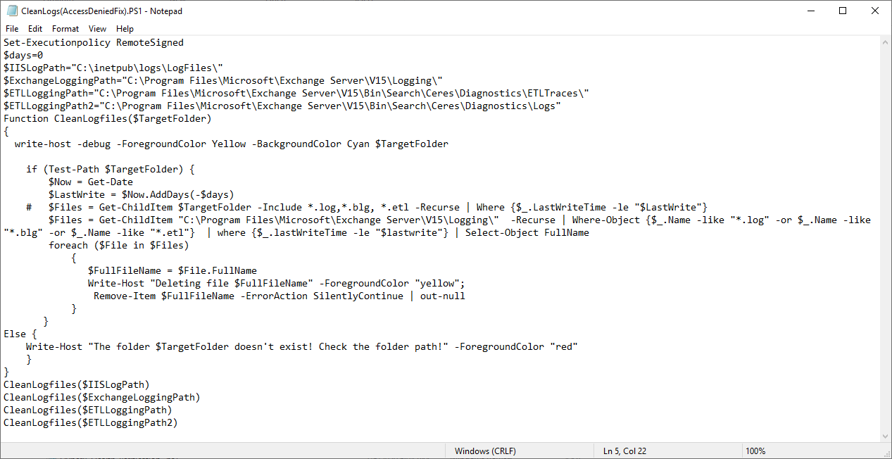Exchange Log ETL Files Power Shell
