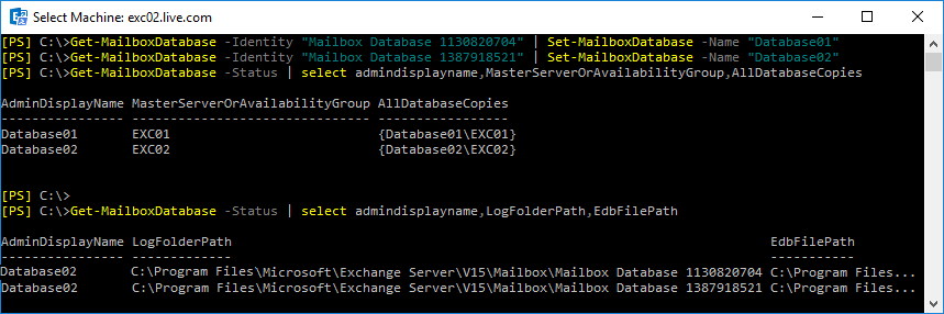 Exchange Server Database Rename