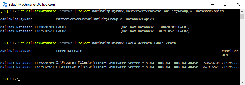 Exchange Server Default Database