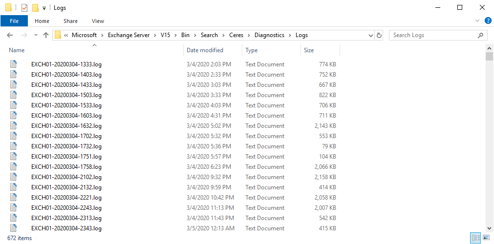 Exchange Server Diagnostics Logs