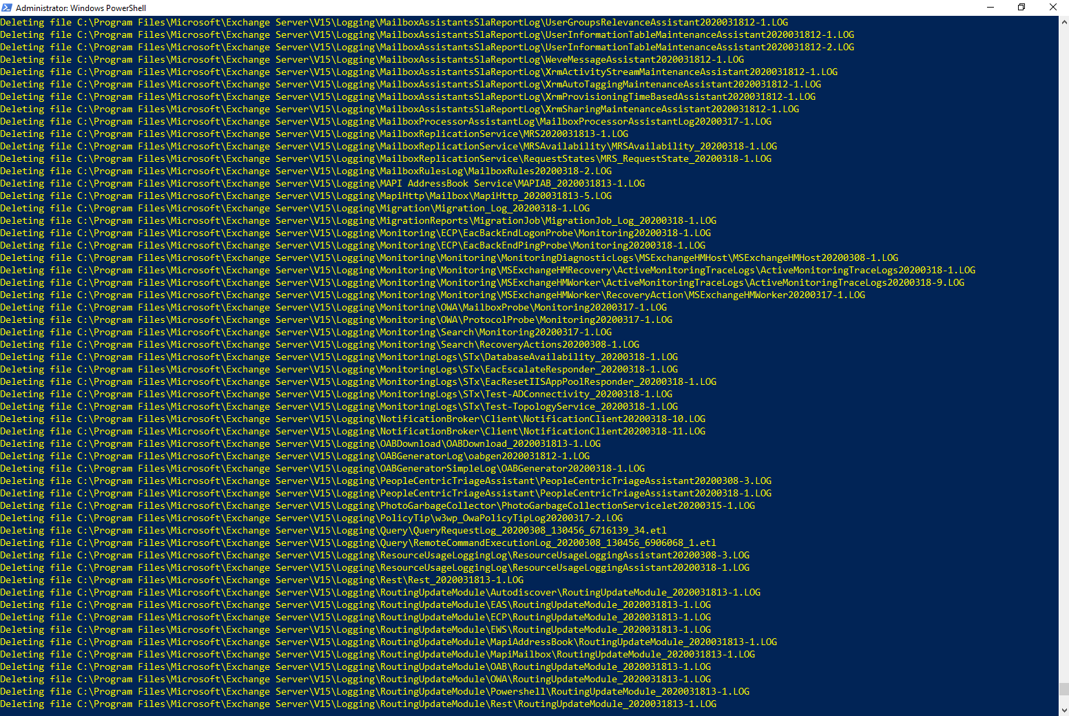 Microsoft Exchange Server Log ve ETL Files Temizleme