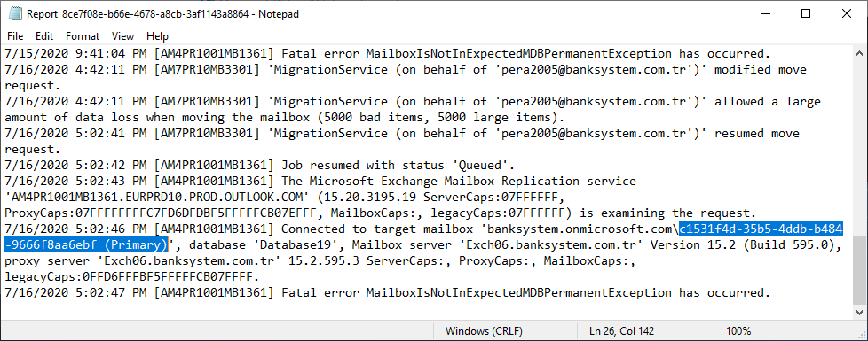 Migration Batch Report