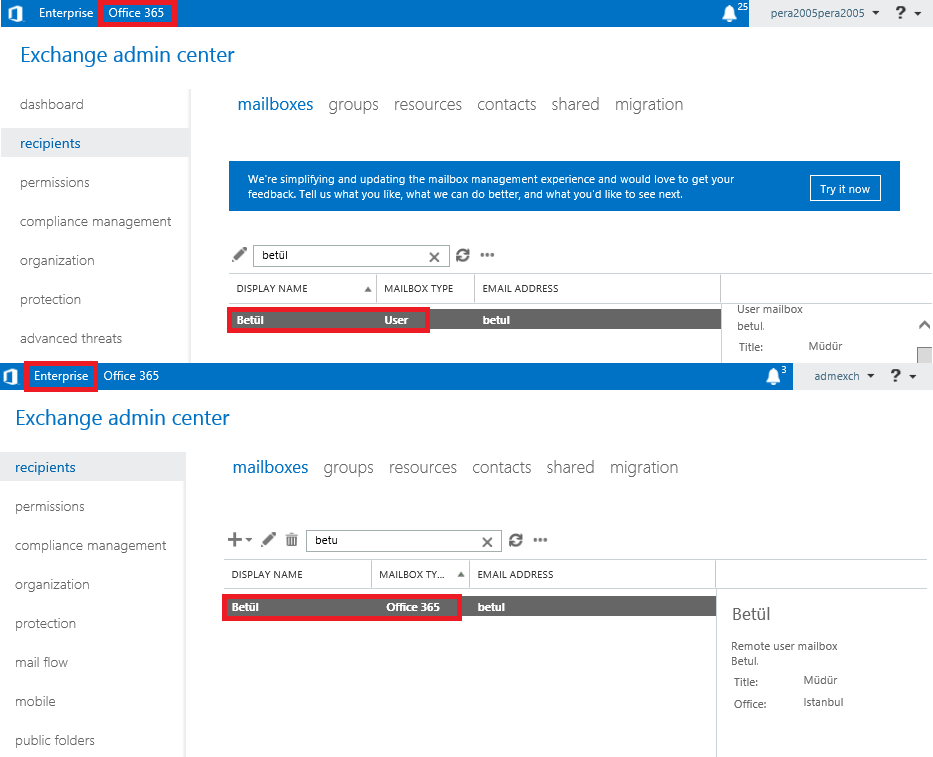 Office 365 Hybrid Mailbox