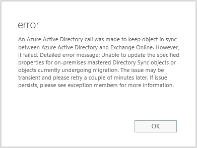 Unable to update the specified properties