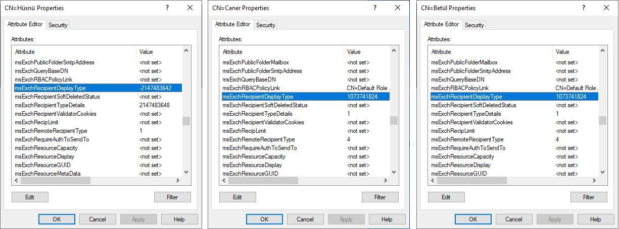msExchRecipientTypeDetails