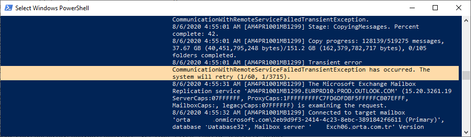 Communication With RemoteServiceFailedTransientException has occurred