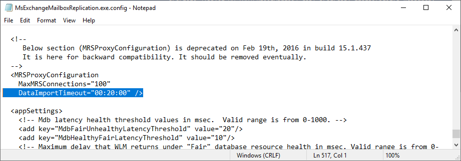 Move Request Data Import Timeout