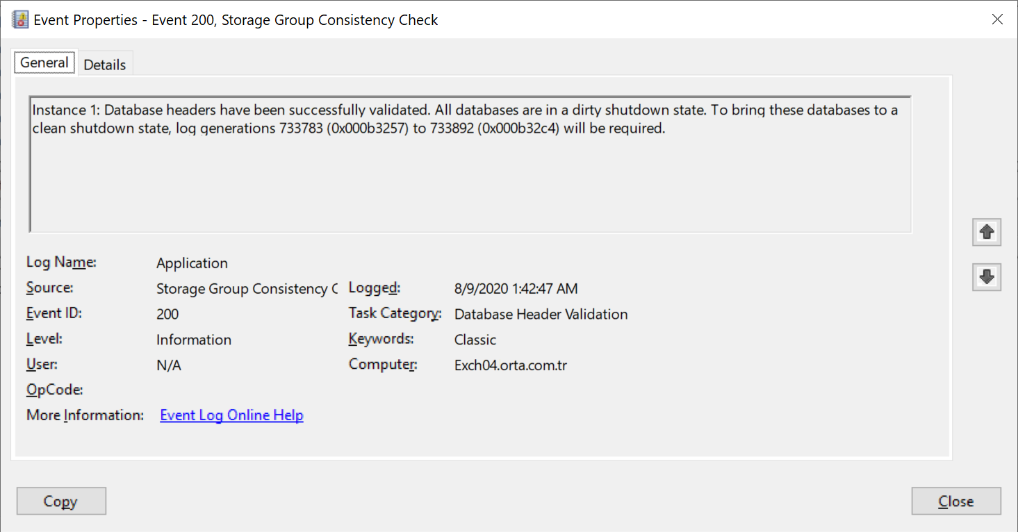 Storage Group Consistency Check