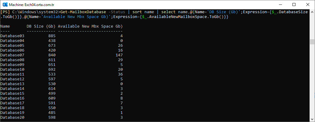 Exchange Database Available New Mailbox Space