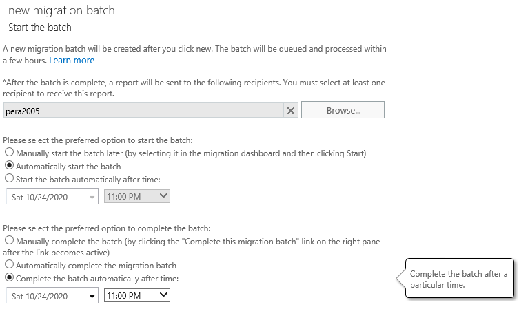Exchange Mailbox Move Request Complete the batch automatically after time