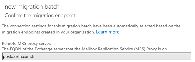 Confirm the migration endpoint