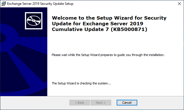Exchange Server 2019 CU7 KB5000871 Installation