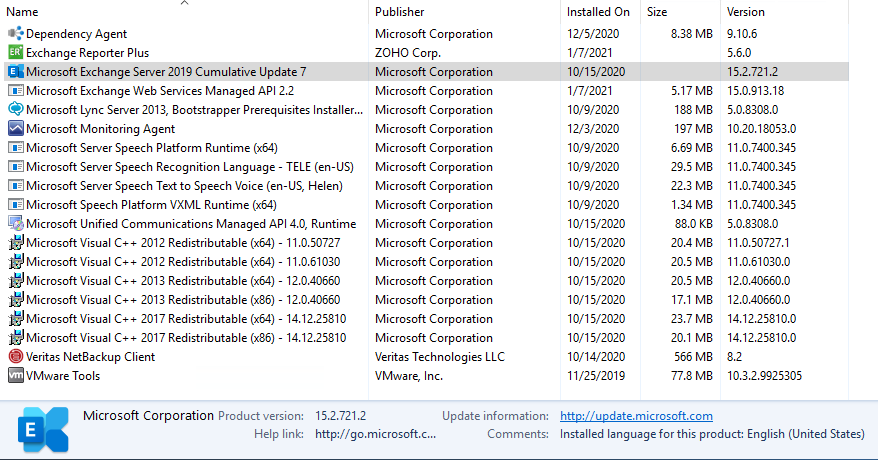 Exchange Server 2019 CU7