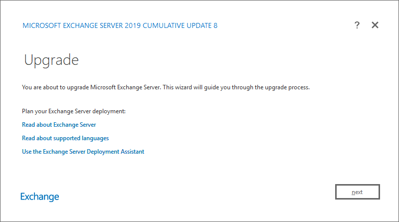 Microsoft Exchange Server 2019 Cumulative Update Upgrade