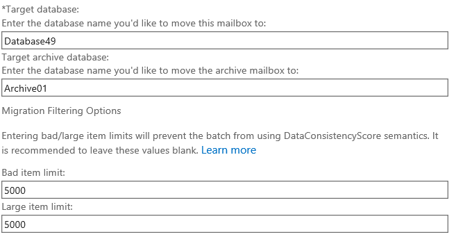 Mailbox Move Request Bad item Limit